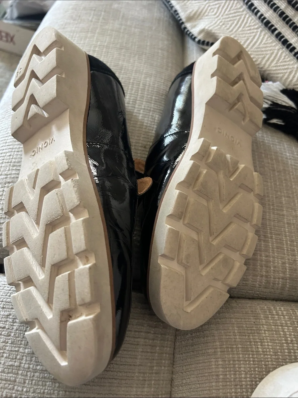 Vionic  Black Patent Slip-On Loafers with Contrasting Sole